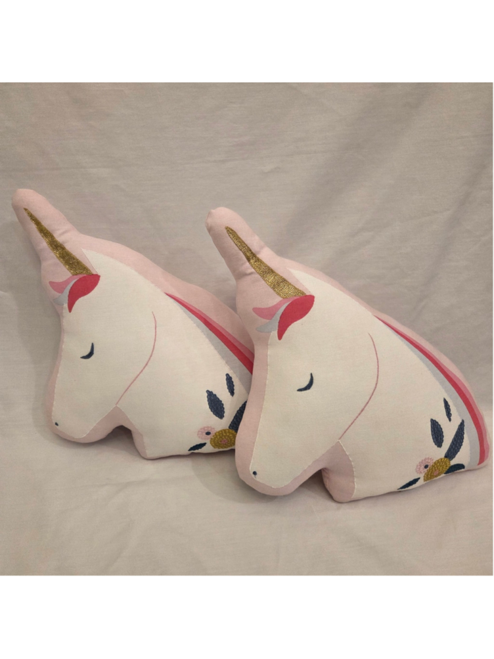 Crate & Kids Girls Unicorn Accent Pillow Set, Pink and White 20"×11"